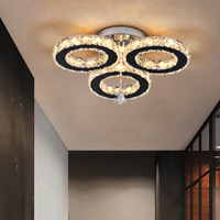 Lustre moderne minimaliste à cinq anneaux en cristal K9 rond pour salon
