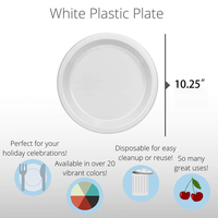 Assiettes rondes en plastique PS épaissies de 7'', 9'', 10,25'' pour salades, desserts, sushis, aliments froids, pour mariage, fête d'anniversaire