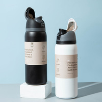Bouteille d'eau isotherme en acier inoxydable sans BPA de 24 oz avec logo personnalisé, poignée et paille, pour le sport et les fruits