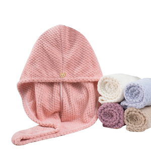 Toalla de pelo de microfibra súper absorbente y de secado rápido para mujer, envoltura de doble tamaño, patrón sólido, Material de lana, botón tejido, técnicas - Product Image 1