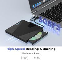 Unidad de DVD/CD Externa USB3.0 Tipo-C 7 en 1, Lector de Tarjetas SD/TF Integrado, Hub USB, Grabador/Grabadora para Windows, Linux, Laptop, Escritorio