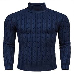 Suéteres de Cuello Alto para Hombre, de Punto Trenzado, de Algodón, Casuales, para Otoño e Invierno, Transpirables, de Secado Rápido, Tallas Grandes - Product Image 1