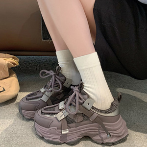 パリの女性のカジュアルなお父さんの靴新しいスタイル厚底の高さ増加本物の革スポーツスニーカーウォーキング用多用途 - Product Image 3