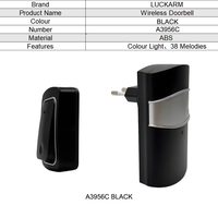 Sonnette sans fil pour maison et appartement, portée de 130 m, 38 mélodies, alimentation par batterie/prise, faible consommation, clignotement couleur, sonnette de sécurité