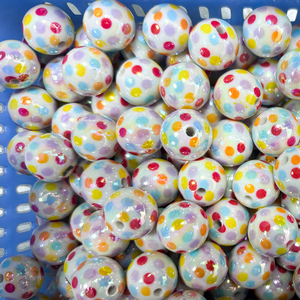 16mm 2.5g Fashionable Acrylic Solid Printed AB Round Dot Pen Keychain Bubble Gum Necklace Mixed Color Accessory - Product Image 3