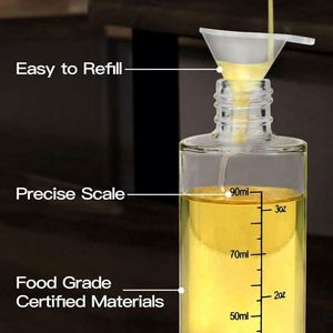 Botella pulverizadora de aceite de oliva de acero inoxidable de gran venta, pulverizador de aceite de vidrio recargable con escala, para freidora de aire, cocina y camping - Product Image 4