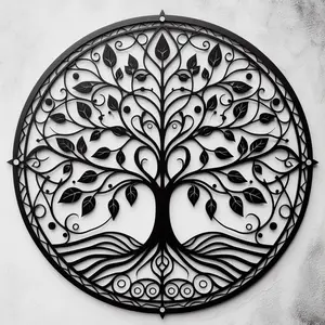 Tree Of Life Black Wall Art Metal Decor Tree Of Life Wall Hanging Home Decoration Iron Round Wall Decorations Customized Color