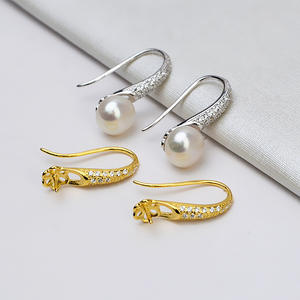 Boucles d'oreilles simples en argent S925 avec crochet en forme de cuillère, 25 mm, perle vide, accessoire de bijouterie DIY, personnalisable, 1200 - Product Image 1