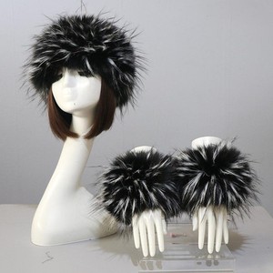 Women 2 Piece Faux Fur Set <b>Artificial</b> Fur Flat Cap Winter Warm Cuffs Comfortable Soft Accessories for Christmas New Year - Product Image 1