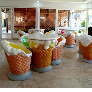 เก้าอี้ไอศกรีมไฟเบอร์กลาสและโต๊ะกาแฟรูปประติมากรรมสำหรับตกแต่งภายใน ราคาโรงงาน - Product Image 1