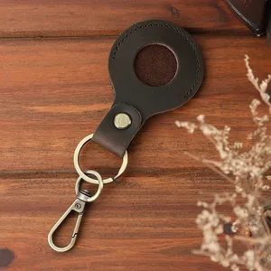 Portachiavi Circolare in Vera Pelle Crazy Horse, Porta Tessere di Accesso, Portachiavi Elegante, Porta Sensore Ascensore, Porta Apple Tracker, Portatile - Product Image 6