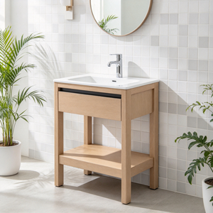 Natural Nordic Boxwood Solid Wood Washstand Base Freestanding Storage <b>Furniture</b> Cabinet Only For Hotel Project - Product Image 2