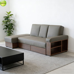 Fabricante multifunción PU en forma de L sofá cama sofá de madera en la cama con cajón de almacenamiento mesa de centro para sala de estar <span class=keywords><strong>160</strong></span> - Product Image 4