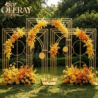 Arche de mariage florale dorée en métal de 6FT, 6.6FT, 7.2FT pour décoration de fête d'anniversaire et support de toile de fond pour ballons