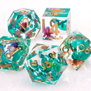 Dés en papier à paillettes galaxie polyédriques personnalisés RPG donjons et dragons MDN RPG jeu de dés en résine - Product Image 4