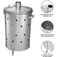 Métal galvanisé intérieur et extérieur 90l, trous de brûleur rapide, papier et déchets de jardin, incubateur à vendre