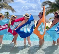 Nom personnalisé serviettes de plage pour femmes enfants filles garçons adultes hommes nom personnalisé serviette de plage cadeaux d'été en gros livraison directe