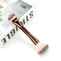 Pinceaux de maquillage multifonctionnels à double embout, fibres synthétiques de qualité supérieure, pinceaux professionnels pour fond de teint, poudre et contour, logo personnalisé