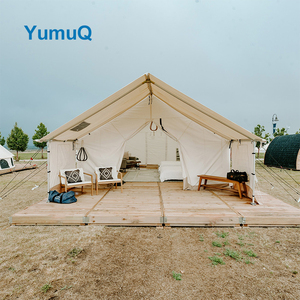 Yumuq 4.8m X 7.3m Outdoor Glamping Waterproof Heavy Duty Steel Frame Oxford Cotton Canvas Wall <strong>Tent</strong> With Stove Jack - Product Image 1