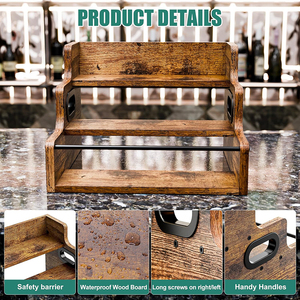 Giá để rượu, cà phê, siro kiểu cổ điển 3 tầng màu nâu, tủ rượu mini để nhà, giá để rượu whisky, đồ uống mạnh - Product Image 6