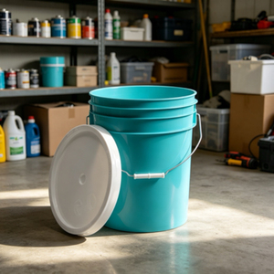 PP Round Plastic Pail with Metal Handle & Lid 20L Food Grade Plastic Bucket for <b>Paint</b> Chemical Liquid Storage - Product Image 2