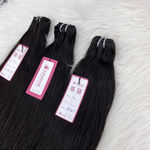 Cheveux humains vierges bruts non traités Yaki lisses, double trame, double tirage, lots de cheveux vietnamiens, prix de gros - Product Image 2