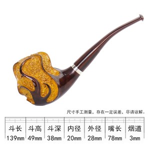 Muxiang Briar Tobacco Pipe Dark Red Engraved Silver Ring Free Form Men's Smoking Pipe - Product Image 5