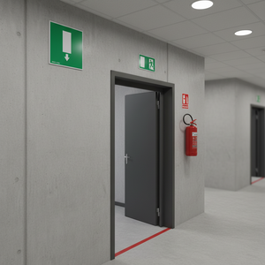 Salida de Emergencia Flecha Derecha Abajo Aluminio 120x120mm Hecho en Italia - Product Image 3