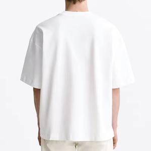 เสื้อยืดผู้ชาย ผ้าฝ้าย 100% รับออกแบบโลโก้ คุณภาพพรีเมียม คอโอเวอร์ไซส์ ทรงหลวม ไหล่ตก สตรีทแวร์ เสื้อยืดเปล่าสำหรับผู้ชาย - Product Image 2