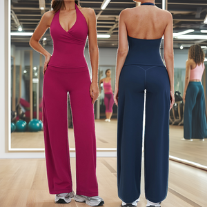 Conjunto Deportivo de Yoga para Mujer, Talla Grande, Transpirable, Reciclable, de 2 Piezas, Sin Costuras, Manga Larga, Venta al Por Mayor - Product Image 2
