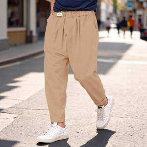 Calças <span class=keywords><strong>Harem</strong></span> Masculinas Casuais para Todas as Estações 2025: Novo Estilo Moderno Cropped com Pregas Frontais e Fechamento por Cordão - Product Image 2