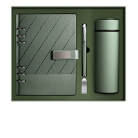 Ensemble de 6 cadeaux d'anniversaire personnalisés pour retour carnet de notes Journal en cuir PU noir A5 avec produits laitiers USB, stylo et bouteille