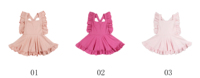 Robe d'été rose pour petites filles 2025 Yiwu Yiyuan, modèle ODM, en Spandex/Polyester respirant, écologique, décontractée, longueur genou, coupe trapèze