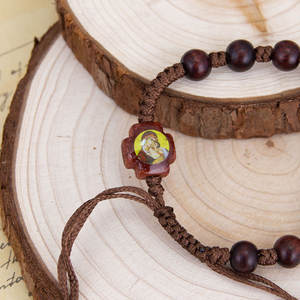 Деревянный браслет-четки с медалями «Иисус и Мария», католические молитвенные украшения ручной работы для вероисповедания, религиозный подарок - Product Image 3