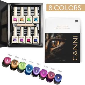 Set de <span class=keywords><strong>Esmaltes</strong></span> de Uñas en Gel UV CANNI Serie Ojo de Gato, Libre de Hema y TPO, Lote de 8 Piezas con Diamantes Brillantes y Purpurina - Product Image 1