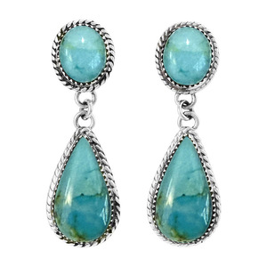 Orecchini Geometrici a Goccia con Turchese Simulato per Donne, Gioielli Eleganti e Classici alla Moda - Product Image 1