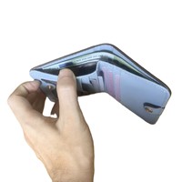 Dompet Mini Kulit PU Biru Muda Modis untuk Pria, Dompet Koin dengan Ritsleting, Tempat Kartu Pria, Tas Dompet untuk Pria, Tas Clutch