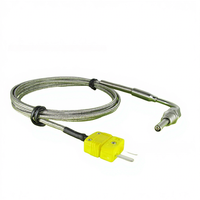 Sensor Suhu Termokopel K-Type Presisi Tinggi Respon Cepat Kepala Bengkok Terbuka dengan Steker Jantan Kuning KEGT-1010