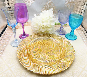 Assiette de présentation en verre doré de luxe, directement de l'usine, pour mariage et fête, à prix abordable - Product Image 1