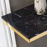 Meubles de maison modernes de luxe côté entrée métal doré table console en faux marbre pour salon hôtel hall villa appartement utilisation