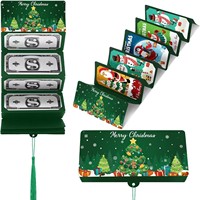 Wowei 2025 Nouvelle Enveloppe Rouge de Noël avec Motif Père Noël et Billets de 10 Dollars, 10 Emplacements pour Cartes, Boîte à Argent pour Fêtes de Fin d'Année, Cadeau Surprise