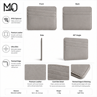 Portefeuille porte-cartes en cuir gris clair pour hommes et femmes, idéal pour le bureau et les voyages, avec poche multi-fentes fine, design léger, logo personnalisé