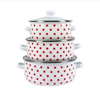 Cocotte Émaillée Épaissie 16/18/20 CM, Ensemble de Marmites Émaillées Ménagères, Faitout à Soupe à Pois