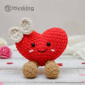 Patron au crochet en forme de cœur mignon - Comment crocheter un cœur en peluche <span class=keywords><strong>Amigurumi</strong></span> - Cadeau de la Saint-Valentin <span class=keywords><strong>facile</strong></span> à réaliser - Poupée cœur en chenille - Product Image 5