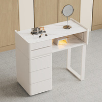 Table de manucure multifonctionnelle de luxe en verre noir Ensemble de chaises de salon de manucure pour salon de coiffure ou salon de coiffure