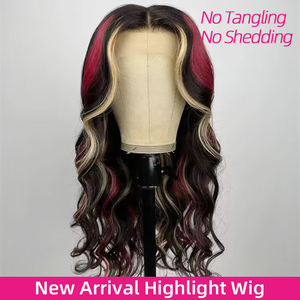 ISEE New Body Wave parrucche con 99J borgogna rosso miele biondo mette in evidenza parrucche anteriori in pizzo Color pianoforte per donne nere - Product Image 3