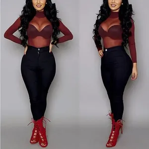 Dilek sıcak satış kadınlar bluz See Through seksi uzun kollu şeffaf ağ Tops - Product Image 4
