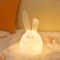 Lampe de chevet en silicone en forme de lapin, rechargeable par USB, tactile, lampe de nuit pour enfants, lampe de chevet pour bébé, lampe de chevet pour chambre d'enfant