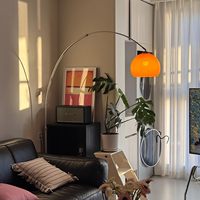 Lampe sur pied moderne en marbre orange, style mid-century, pour salon, chambre, coin lecture, décoration intérieure