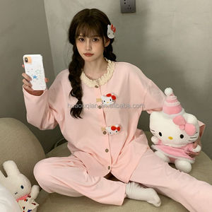 Pijamas <span class=keywords><strong>de</strong></span> <span class=keywords><strong>Hello</strong></span> <span class=keywords><strong>Kitty</strong></span> para Mujer, Nuevo Diseño, Bonito, Manga Larga, Ribete <span class=keywords><strong>de</strong></span> Encaje, Transpirable, Conjunto <span class=keywords><strong>de</strong></span> Dos Piezas, Ropa <span class=keywords><strong>de</strong></span> Dormir para Otoño, ODM - Product Image 6